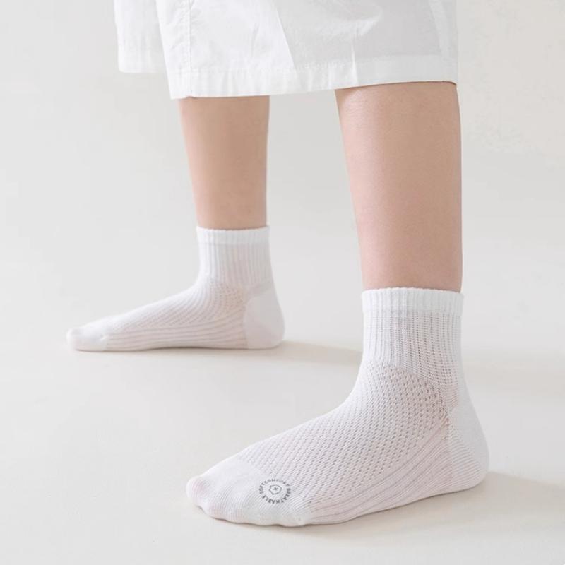 5 Paar/Set Weiße Kinder Socken Sommer Dünnes Netz Student Sport Socke Weiche Kinder Laufsocken Midtube Socken Für Jungen Mädchen 2-12 Jahre