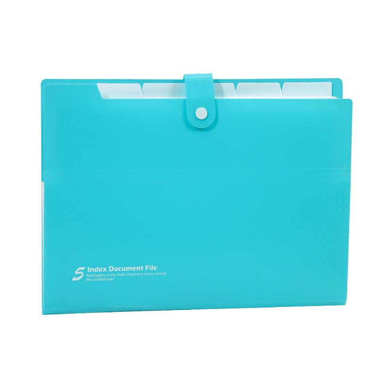 Korean 5-Piece A4 Document Binder: Colored Accordion File with Snap Button, Waterproof Student Folder