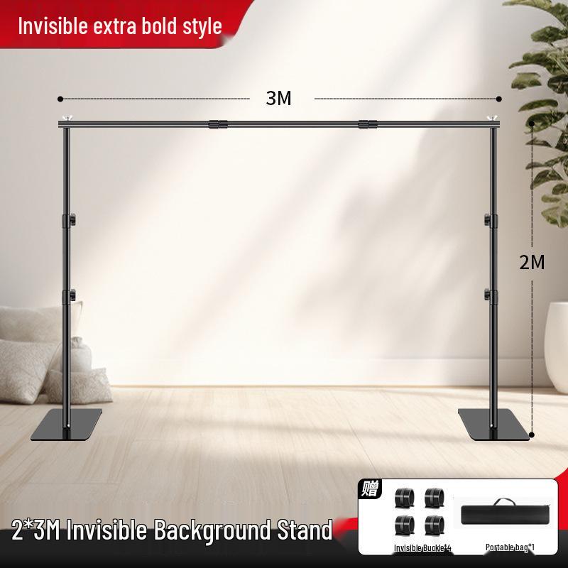 2x3 Meter Photography Background Stand with Black Light-Absorbing Cloth, Studio Props, and White Cloth for Shooting
