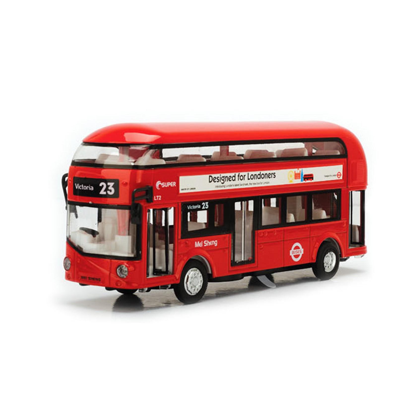 

1:50 Ретро Модель Двухэтажного Автобуса с Откатом, Звуковыми и Световыми Эффектами - Игрушечная Машинка для Мальчиков