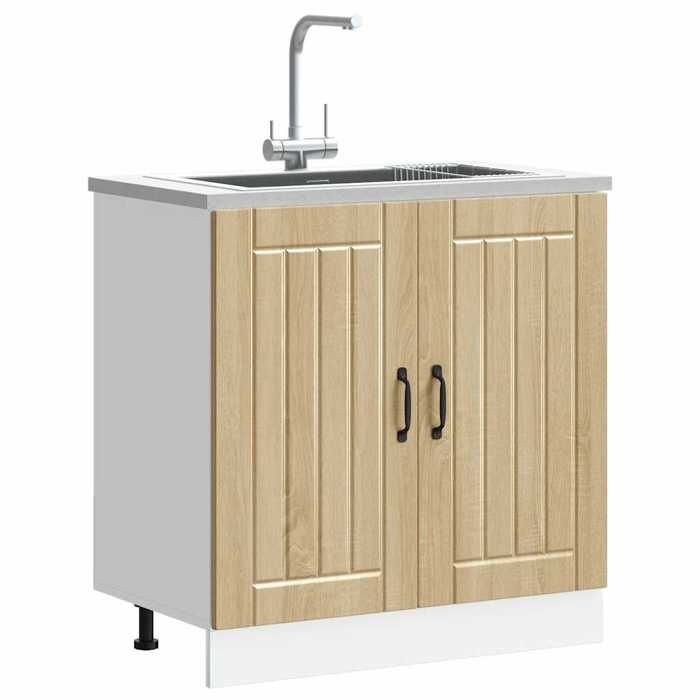 VidaXL Washbasin Base Cabinet Lucca Sonoma Oak Engineered Wood, Kitchen Base Cabinet, Kitchen Drawer Base Cabinet, 853690