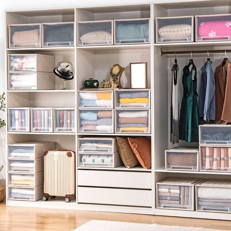 Kunststoff Schrankorganizer und Aufbewahrung Haushalts Schubladen Aufbewahrungsboxen mit Deckel Schreibtisch Aufbewahrungsbox Für Kleidung, Unterwäsche, Socken