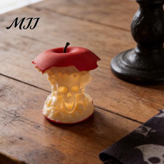 Dark Style Home Decor Skull Apple Core Ornament, Themed Desk Figurine, 3D Printed Personalized Gift for Him Realistic Statue, Gothic Collectible