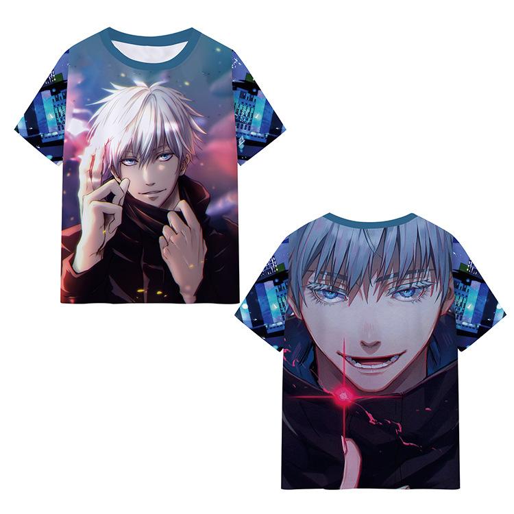 Satoru Gojo Japanese Anime Jujutsu Kaisen T-Shirts 3D Printed Summer Quick Dry Round Neck Short Sleeves for Men Polyester Do Not Fade