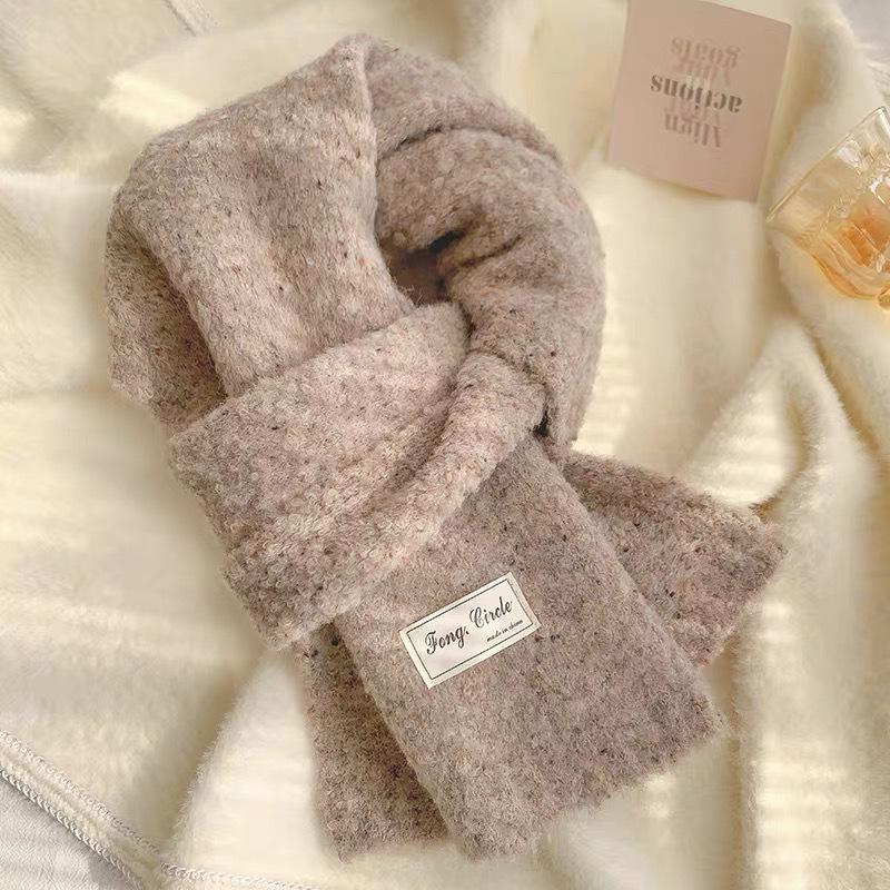 High quality~ blended knitted twist solid color thickened soft waxy scarf women's autumn and winter versatile couple scarf