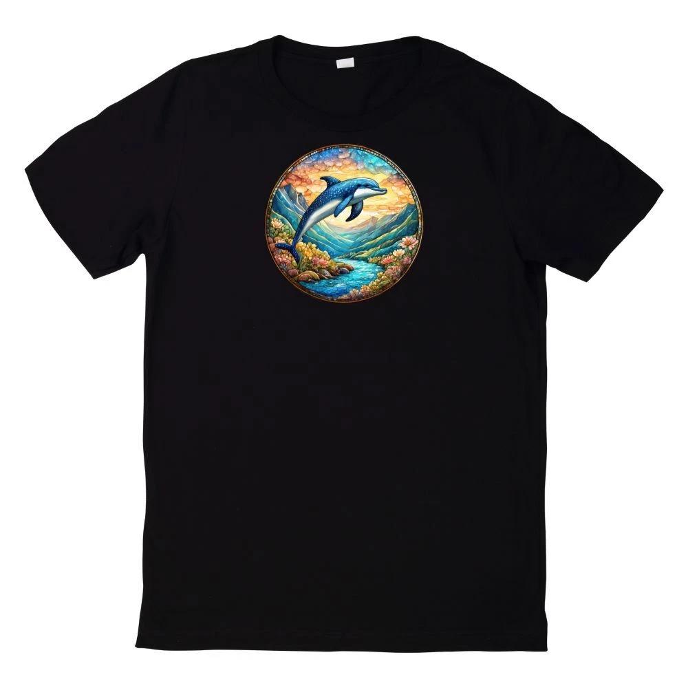 T-Shirt Delphin Rundes Buntglas Motiv XL