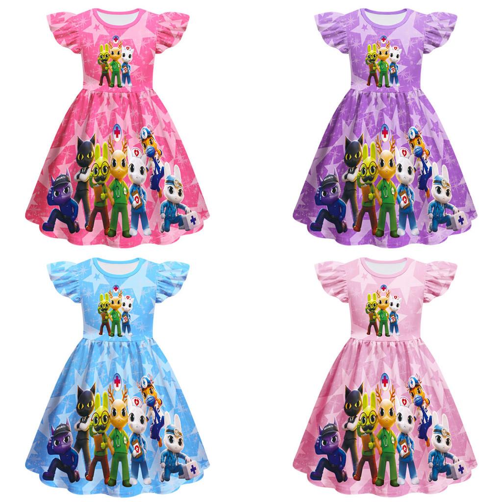 83289 Kinder Mädchen Tierarztpraxis Rüschen Cartoon Kleid