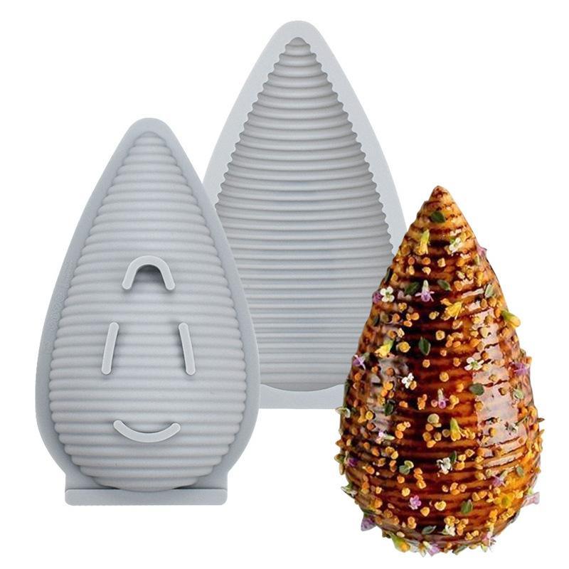 1/3 Cavity Vertical Striped Shell Silicone Mold Water Drop Mousse Chocolate Pudding Baking Diy Candle Making Mould