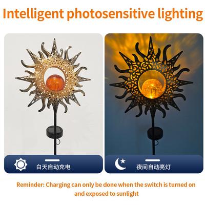 Solar Iron Sun Light Lamp Driveway Fairy Patio Powered Ip65 Fence Outdoor Lights Lawn Waterproof Dawn Led Dusk Ornaments Metal