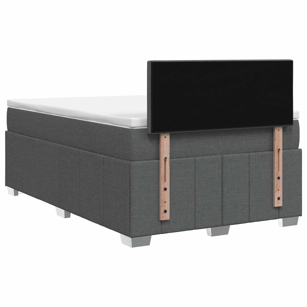 Box Spring Bed with Mattress Dark Gray 120 X 190 Cm Fabric