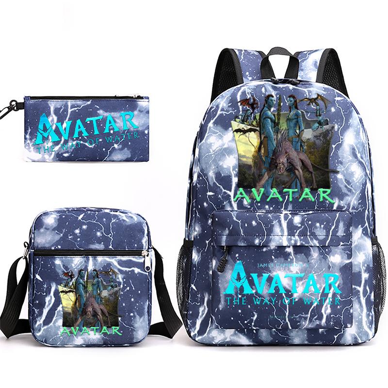 Large Capacity Schoolbag with Shoulder Strap; Student Three-piece Pencil Case Set