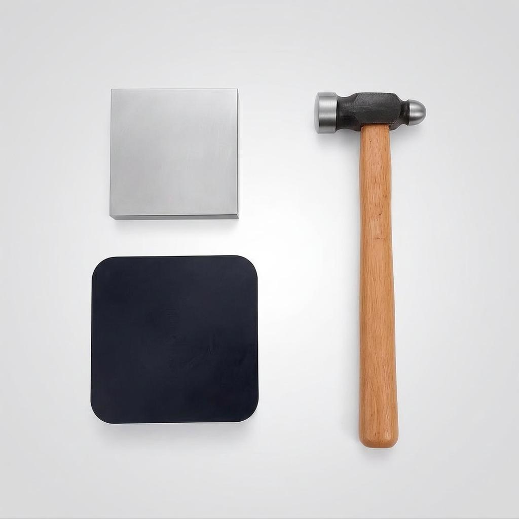 Steel Bench Block with Rubber Base Compact Jeweler’s Tool Flat for Jewelers