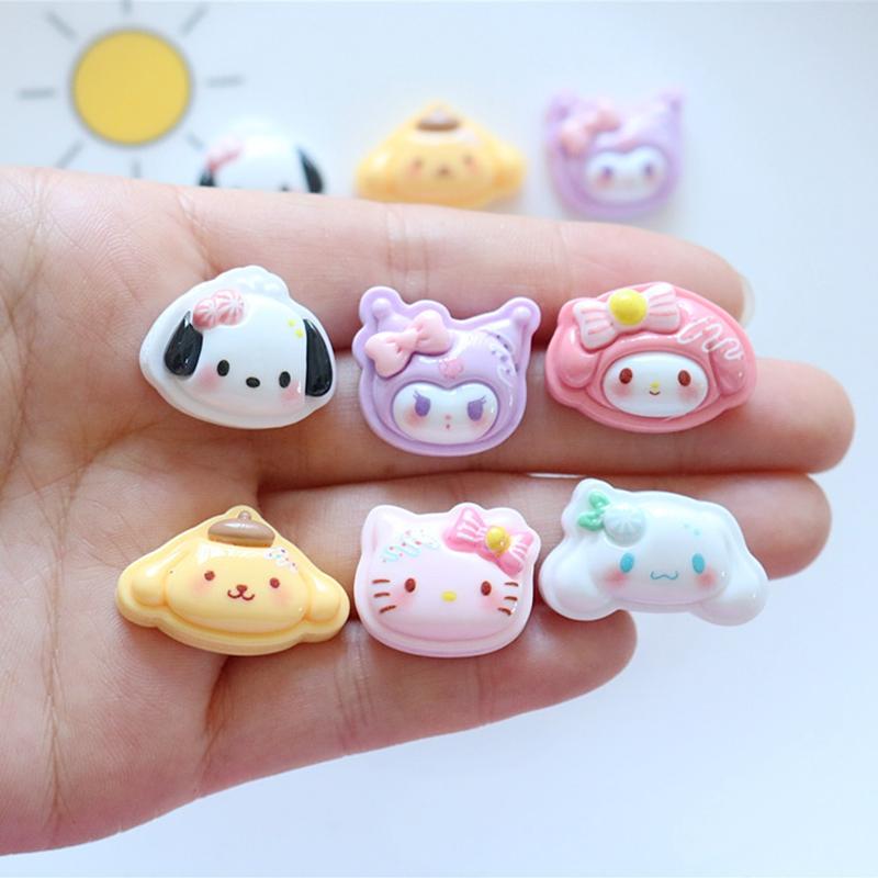 10Pcs Kawai Bright Surface Sandwich Biscuit Animal Series Resin Flat Back Scrapbook Figurine Diy Bow Decor Accessories Crafts A9