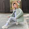 Women's Autumn Winter Hooded Solid Color Fur Collar Pocket Parka Zipper Loose Short Cotton Coat