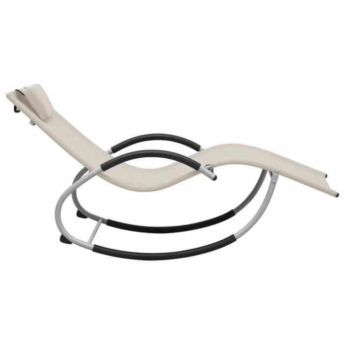 Chaise longue - vidaXL - 47789 - Crème - Design géométrique - Résistant aux intempéries