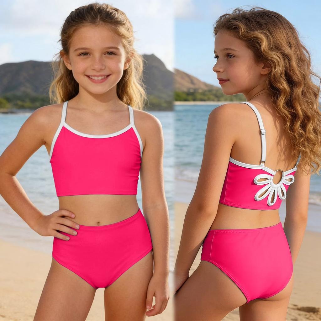 Girls Color Bikini Set Two Piece Swimsuits for Kids Summer Beach Vacation