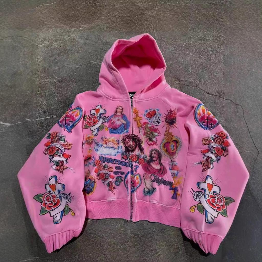 Retro Gothic 3D Print Hoodie: Loose, Versatile Harajuku Sweatshirt for Couples