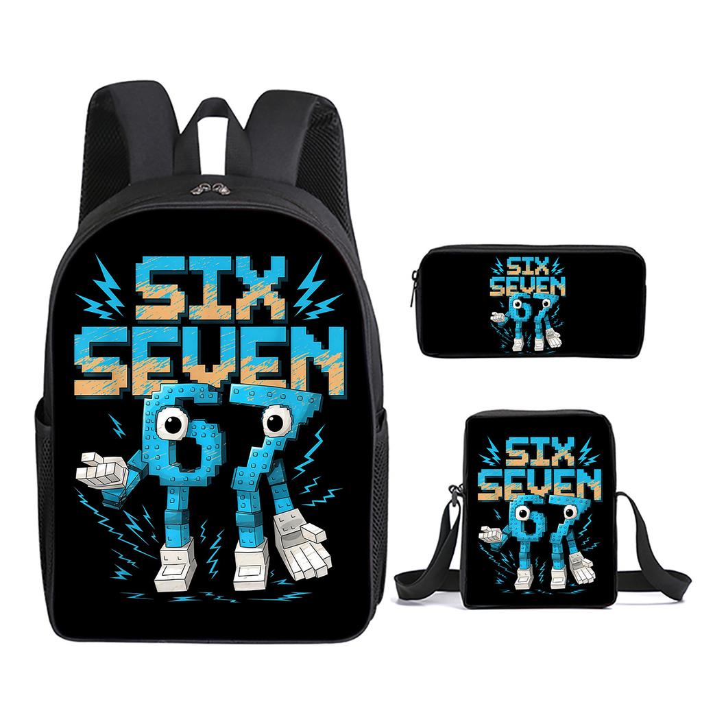 Fashion Novelty 67 Six Seven 3D Print 3pcs/Set Pupil School Bags Laptop Daypack Backpack Inclined Shoulder Bag Pencil Case