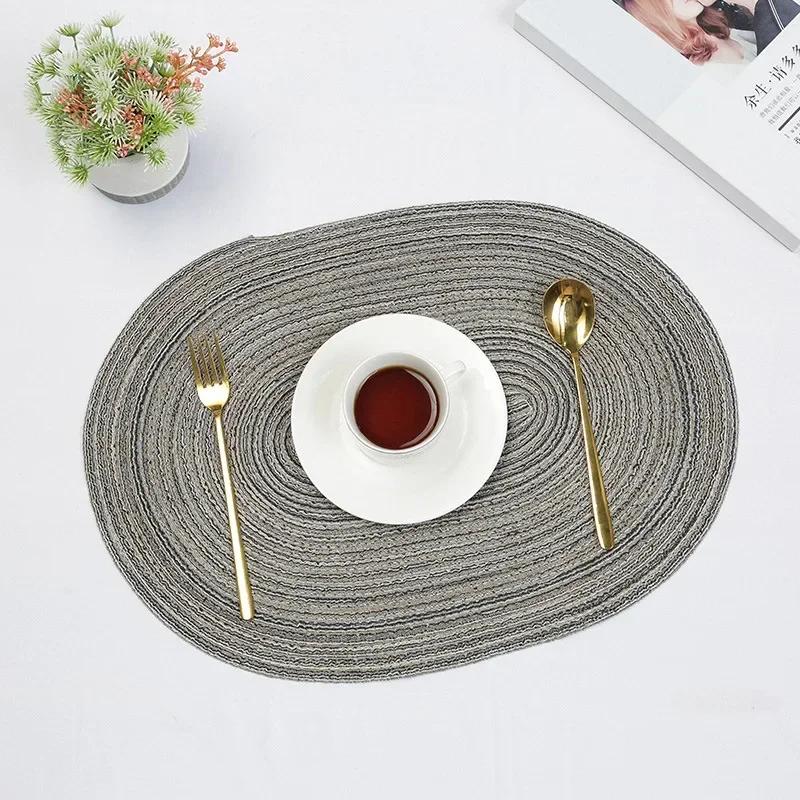 1pc Table Placemats Braided Placemats Dining Tables Natural Woven Oversized Place Mats Set Heat Resistant Pad Oval Table Mats
