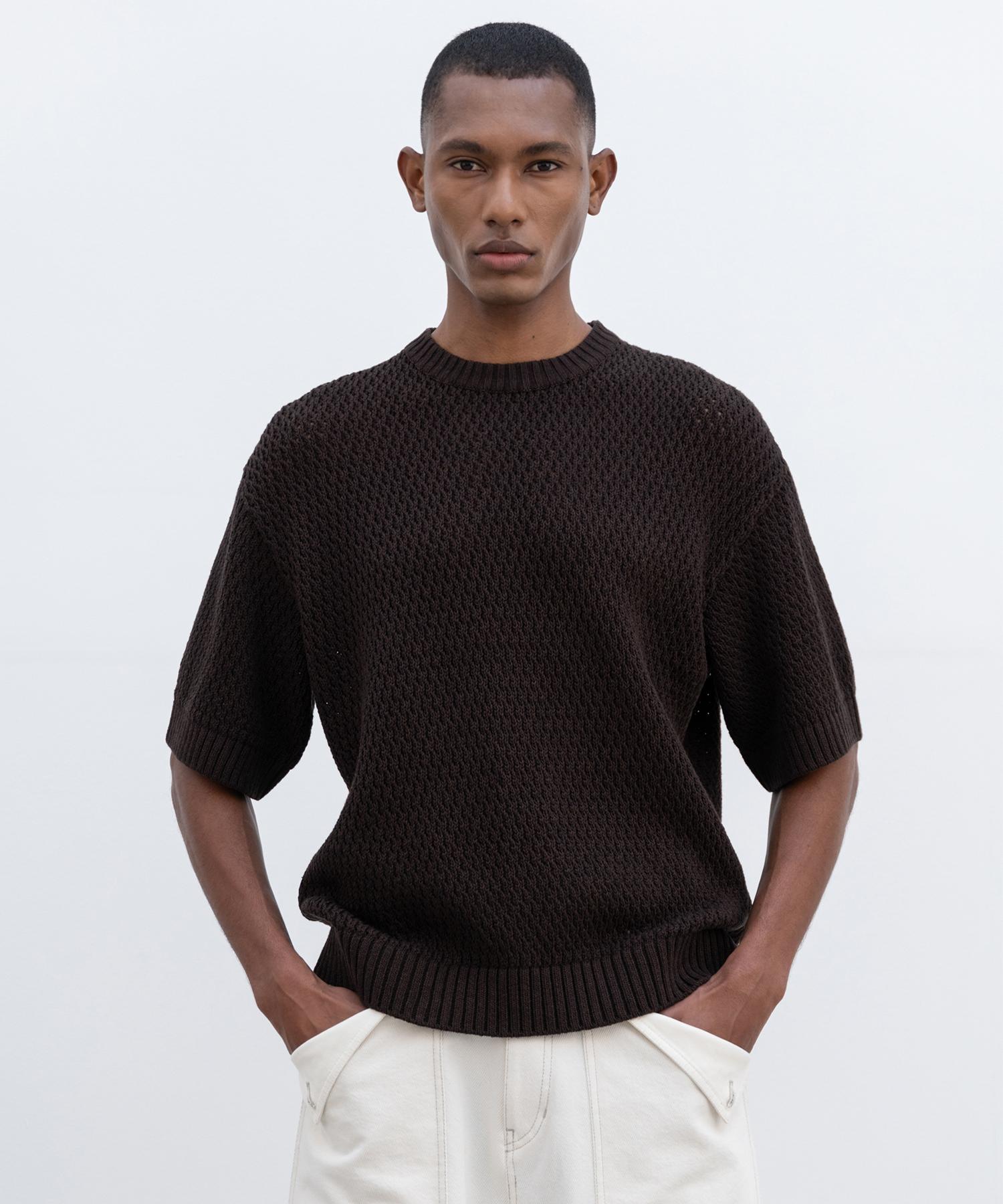 Insilence Italian Cotton Crewneck Knit Brown Brown/S