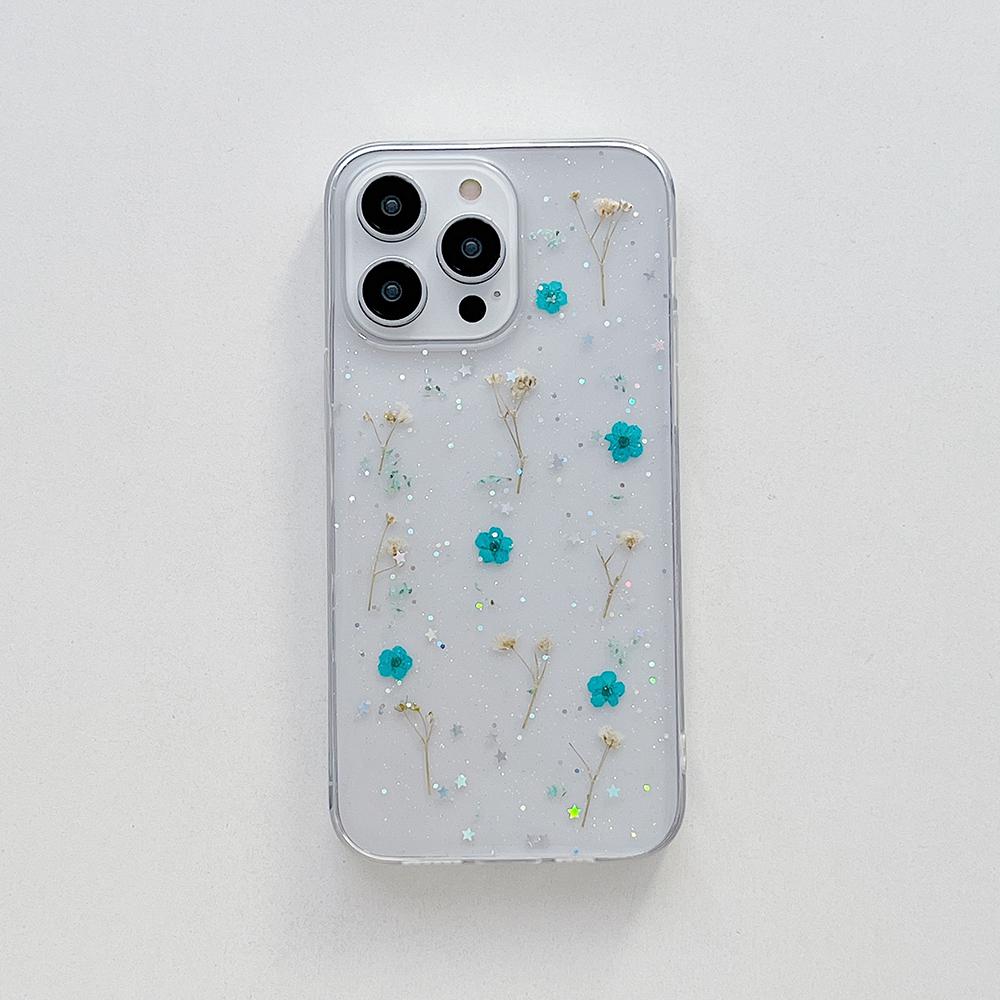 Real Dry Flower Phone Case For iPhone 17 Air 16 15 14 13 12 11 Pro XR X XS Max 7 8 Plus 16E Floral Soft Shockproof Cover