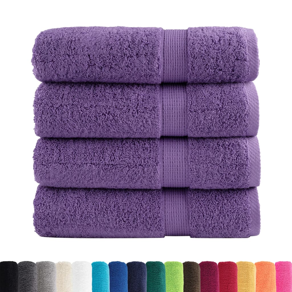 Premium Bath Towels SOLUND 4 pcs Purple 100 x 150 cm 600 g m²