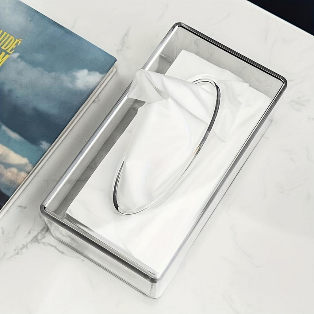 Facial Tissue Box with Cover Table Clear Dryer Sheet Dispenser Rectangular for Desks Countertop Vanity Bedroom Dressers