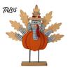 Rustic Pumpkin Crafts Thanksgiving Turkey Decoration, Wooden Standing Ornament, Autumn Tabletop Indoor Fall Room Decor Centerpiece for Harvest Tiered