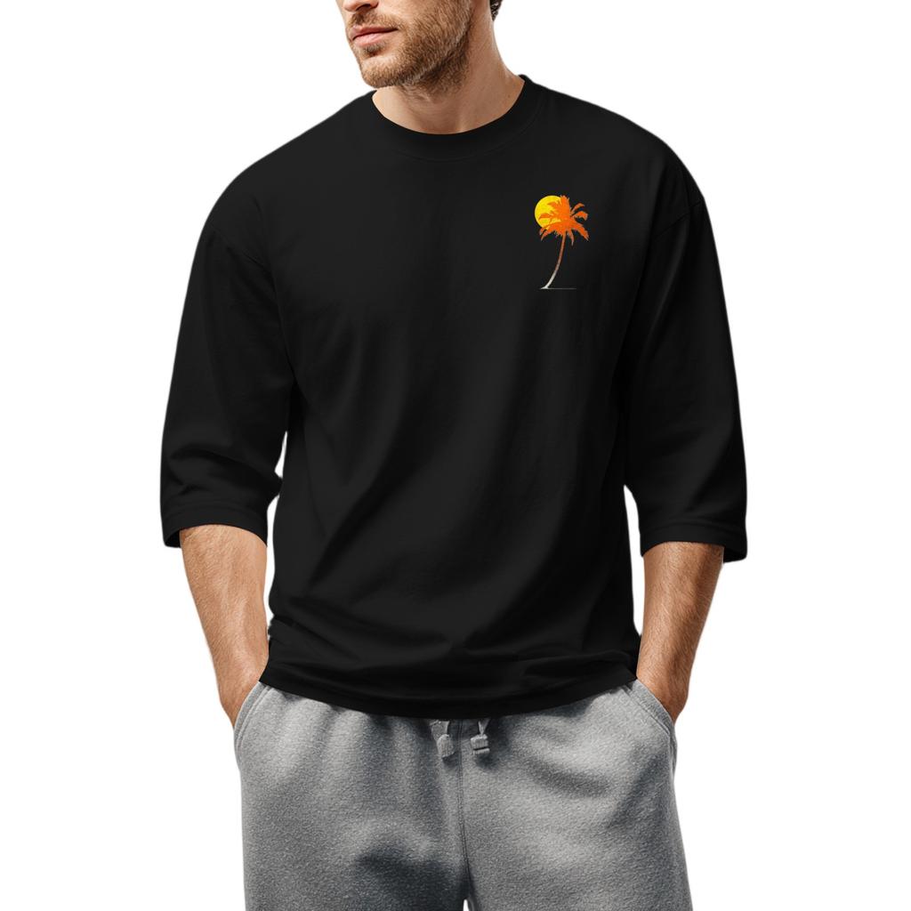 Men'S Round Neck Three-Quarters Sleeve Top Casual Fashion T-Shirt