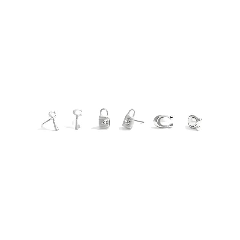 COACH Solid Color Hollow - Stud Earrings Women s Silver