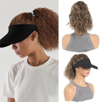 Adjustable Hat Wig with Curly Hair and Ponytail - a Combination of Sporty and Fashionable Synthetic Hat Wigs