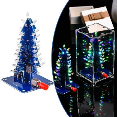 Kendin Yap 3D Noel Ağacı Lehimleme Uygulaması Renkli LED Yanıp Sönen LED RGB Elektronik Bilim Montaj Kiti Kendin Yap Noel Ağaçları