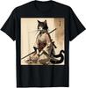 Samurai Katze Kunstwerk Japanisches T-Shirt