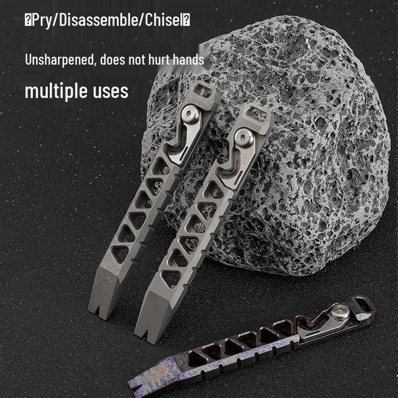 Multifunktionale Titan-Hebelstange: EDC-Werkzeug mit Flaschenöffner und Seilschneider für Outdoor-Survival.