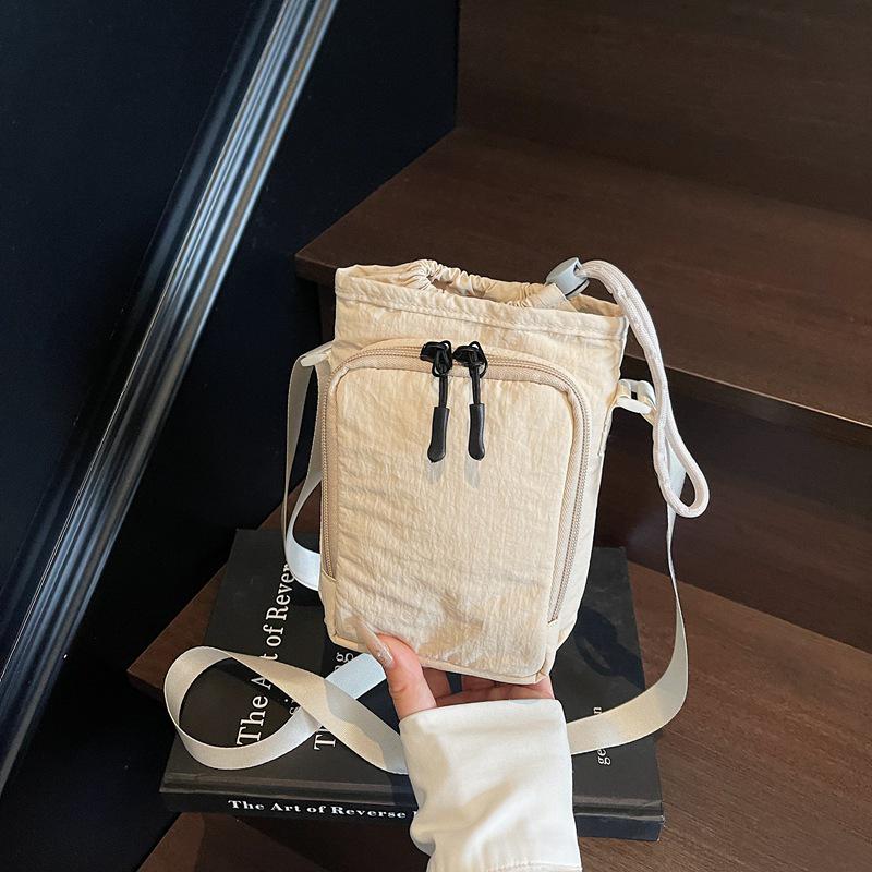 Korean Style Casual Small Square Nylon Crossbody Bag - 2026 Trendy Solid Color Women's Phone Bag