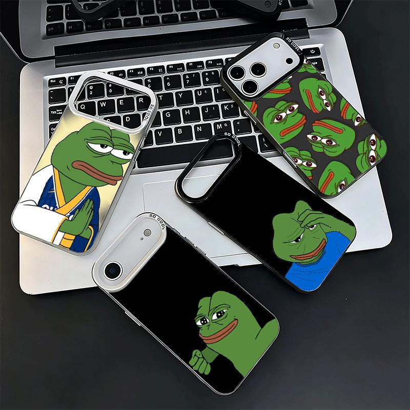 Funny Sad Forg P-Pepe Meme Soft Phone Case for iPhone 15 16 17 Pro Max 17Air 16E 14 Plus 13 12 Mini Shockproof Cover Back Shell