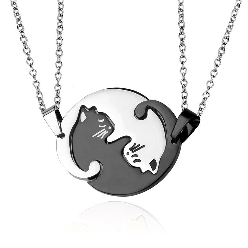 

[Schicksal.] Couple s Accessories Cat Pendant Matching Cat Animal Puzzle Pair Necklace Pair Jewelry Set Puzzle Piece Gift for Men and Women Birthday