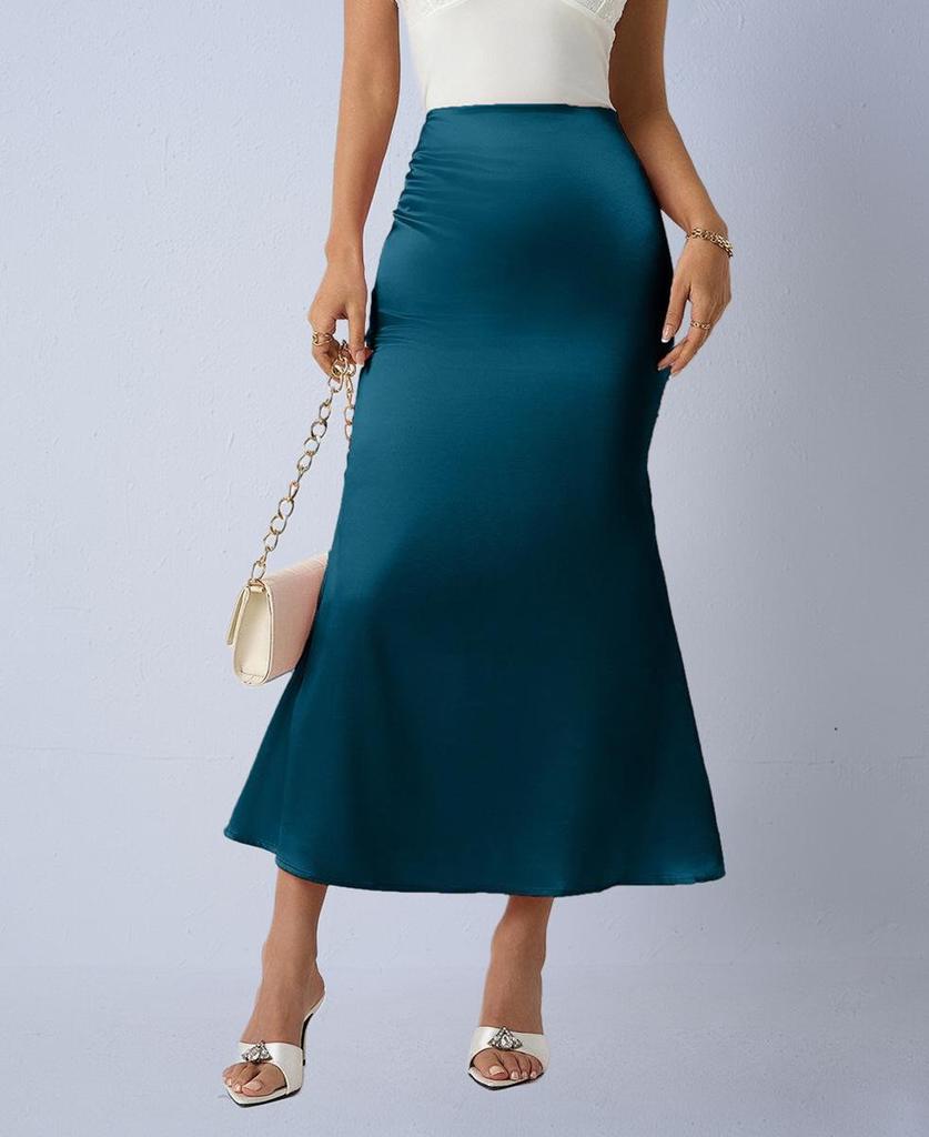 Autumn Satin Slim Fit Fishtail Midi Skirt for Women
