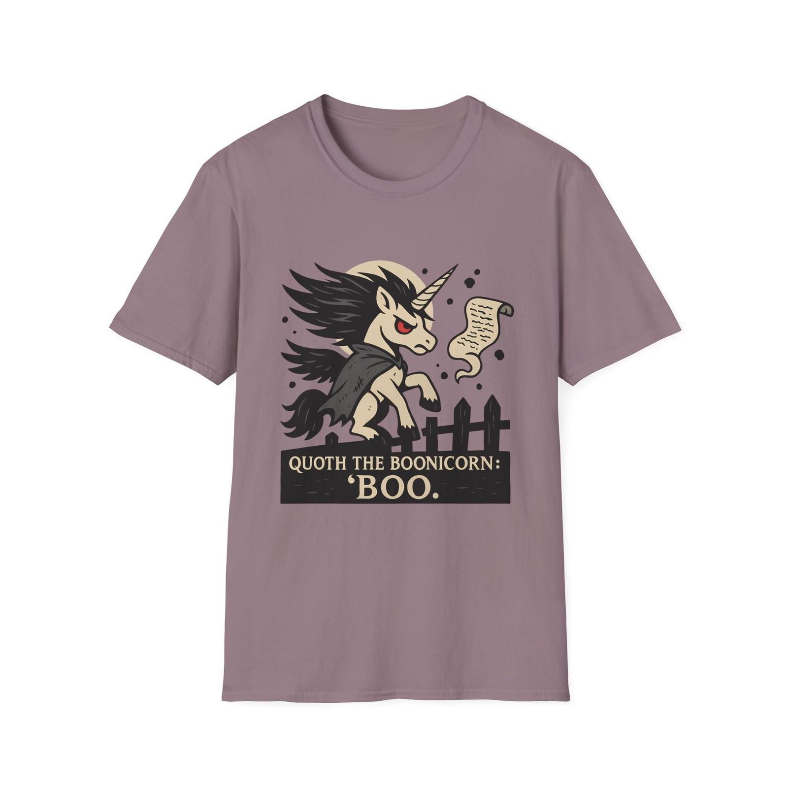 Unisex Softstyle T-Shirt Mens Womens Tees Top Boonicorn Raven Wings Halloween Ghost Scroll Funny Fall S