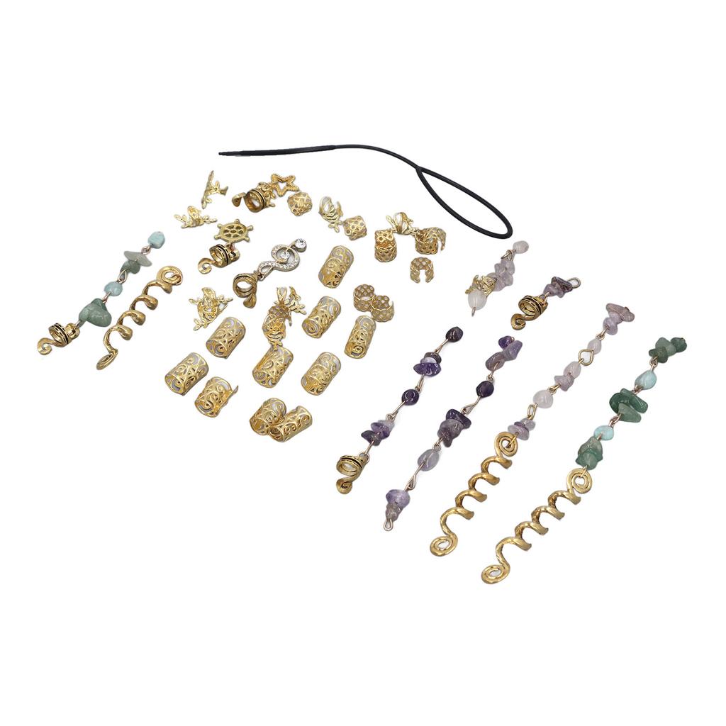 Hair Dreadlocks Rings Hair Braid Clips Alloy Braided Hair Accessory Set for Banquets Film Shows Wedd