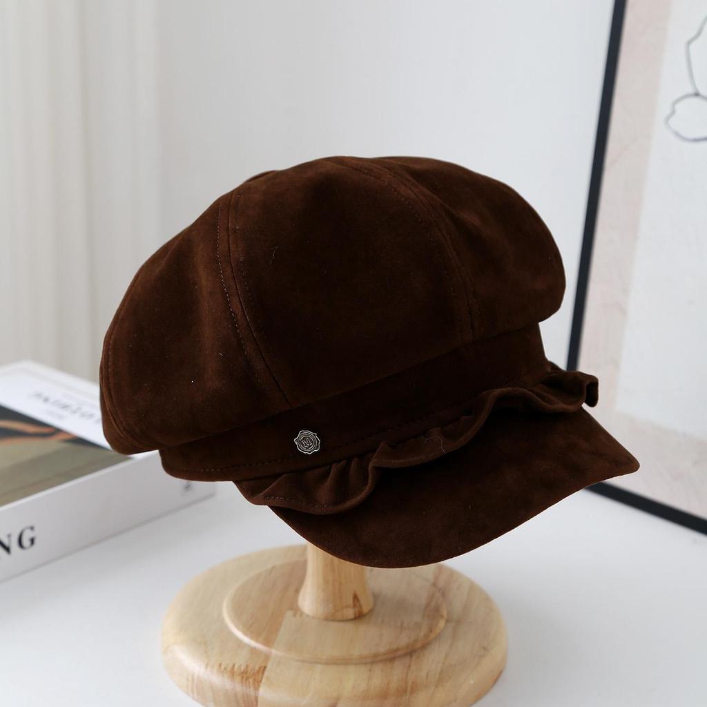 Octagonal Beret for Women - Thickened Cold-Proof Newsboy Hat, Painter Style Adjustable Winter Cap, Fashion Accessory
