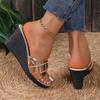 Sommer Neuer Stil Keilabsatz Dicke Sohle Fischmaul High Heel Pantoletten Damen Pantoletten Sandalen Vier Stile Übergröße 36-41