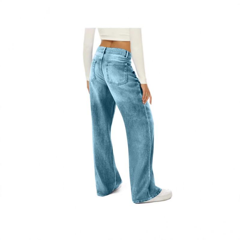 Womens High Waist Wide Leg Denim Pants Fashion Washed Long Jeans Daily Wear