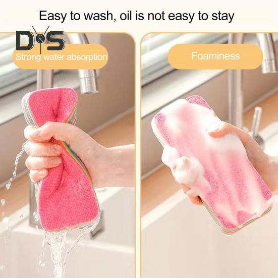 2 Stück Rainbow Rag PVA Wrap Technology Schwamm Umweltfreundlicher, super saugfähiger Reinigungsschwamm Küchenzubehör