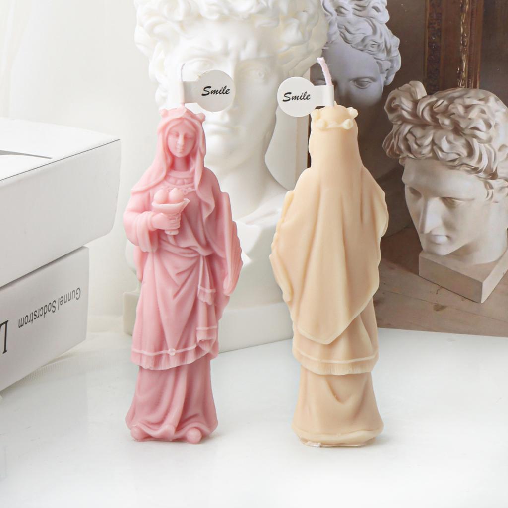 Virgin Statue Candle Silicone Mold Concrete Resin Molds Aromatherapy Candle Making Gypsum Mold for Religious Enthusiasts