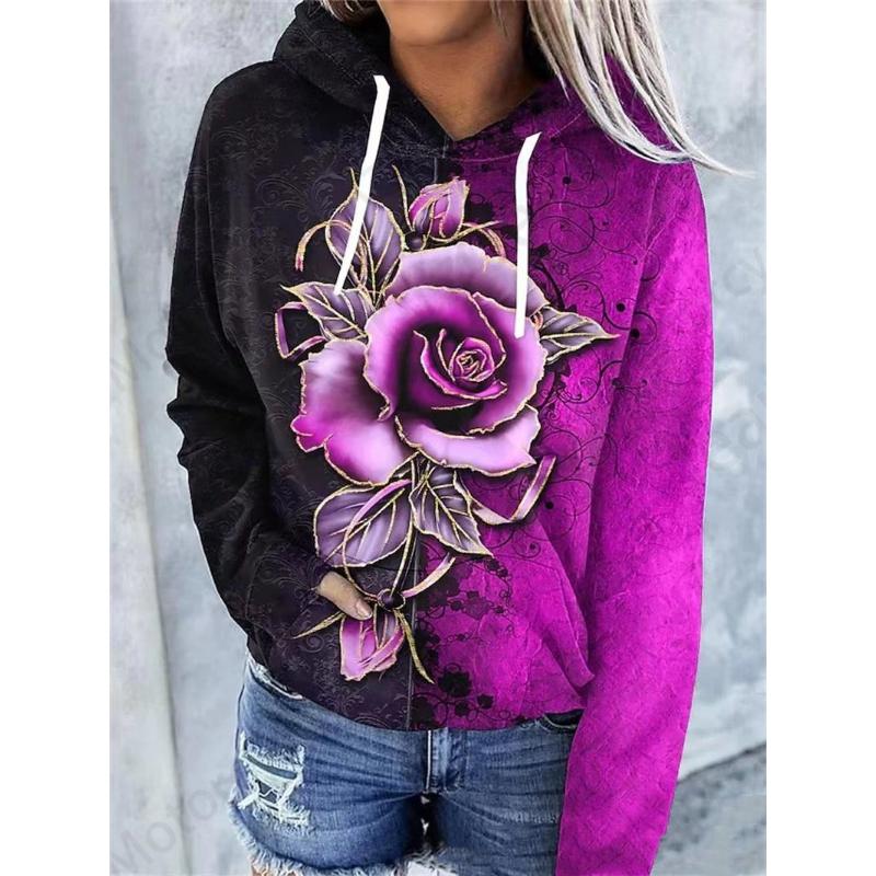 

Rose Floral 3d Print Hoodie Women Fashion Oversized Hoodies Women Sweats Flower Coat Sweatshirt With Pocket Pullovers Sudaderas S
