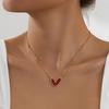 Red Enamel Heart Pendant Necklace for Valentine's Day