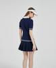 E.PARCA Blue Ponce Knit Short Sleeve Top