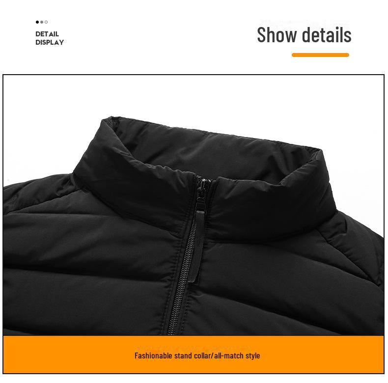 Men's Autumn/Winter Lightweight Down Vest with Stand-Up Collar - Large Size, Loose Fit