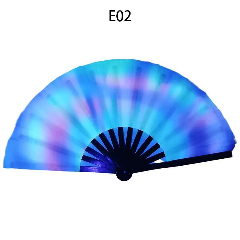 33cm Large Fluorescent Folding Hand Rave Fan Creative Print Music Festival Colorful Fan Wedding Party Spanish Dance Fan Gifts